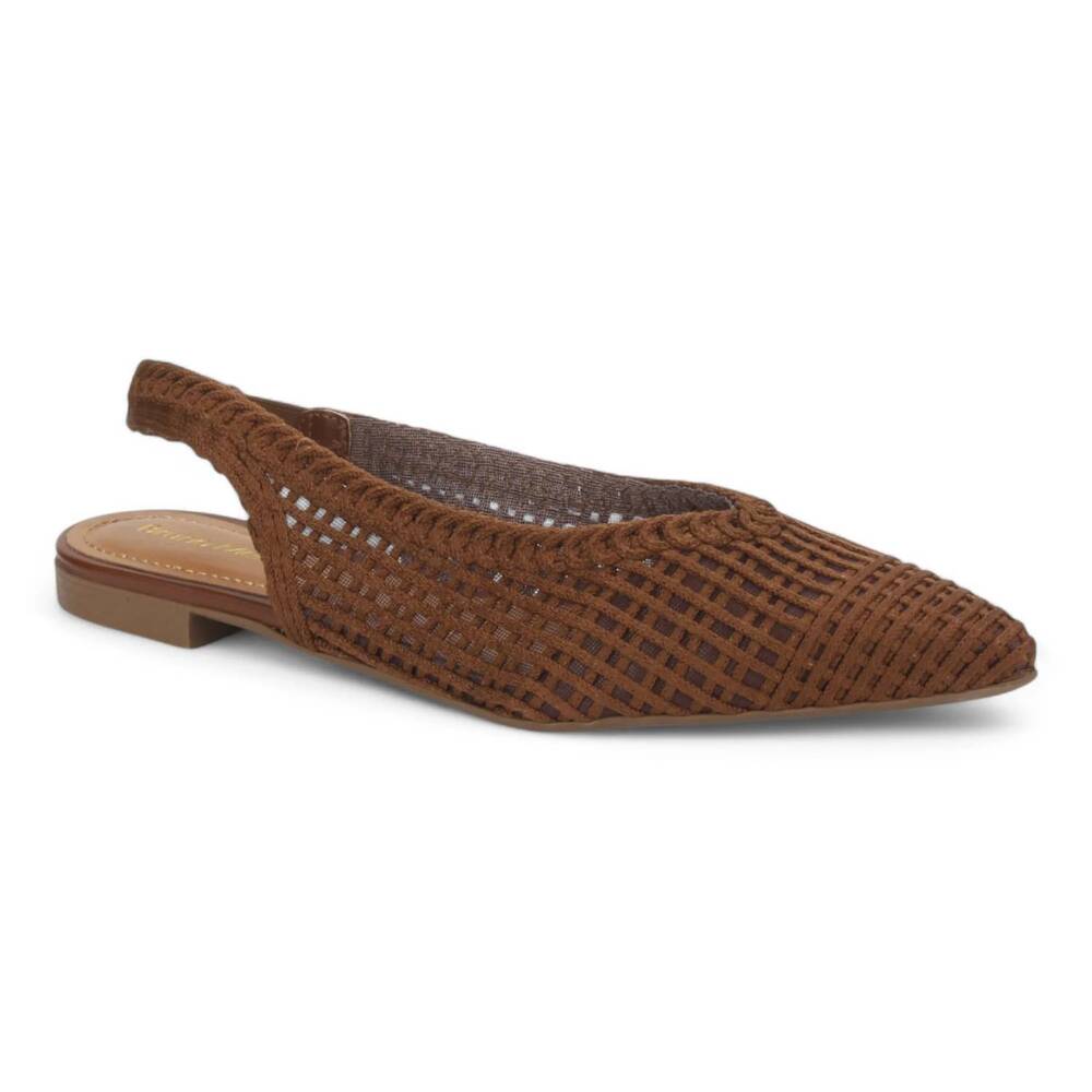 NEW BRUNO MENEGATTI women's sandra crochet flat slingbacks in coffee